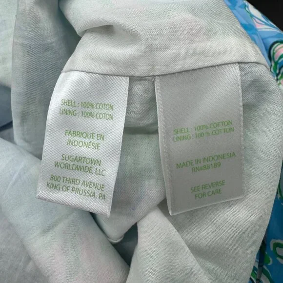 Lilly Pulitzer XXS Blue Green Floral Barbara Maxi Dress Puff 3/4 Sleeves READ - Picture 8 of 12